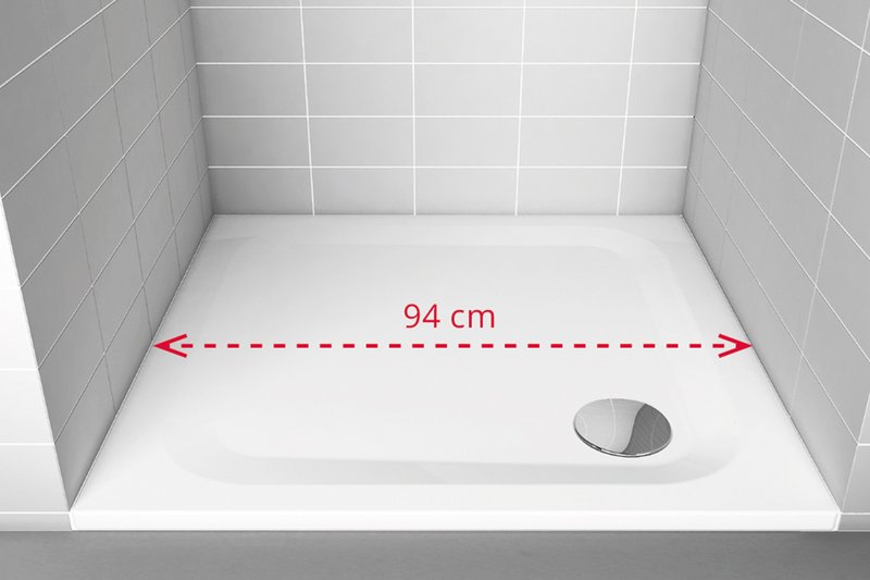 Schmidlin Duschwanne nach Mass ohne Fliesenrand mit individueller Breite von 94 cm