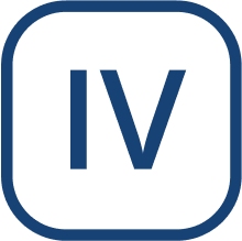 Quadratisches Symbol mit abgerundeten Ecken und vier vertikalen Linien im Inneren, dargestellt in Dunkelblau auf hellem Hintergrund.